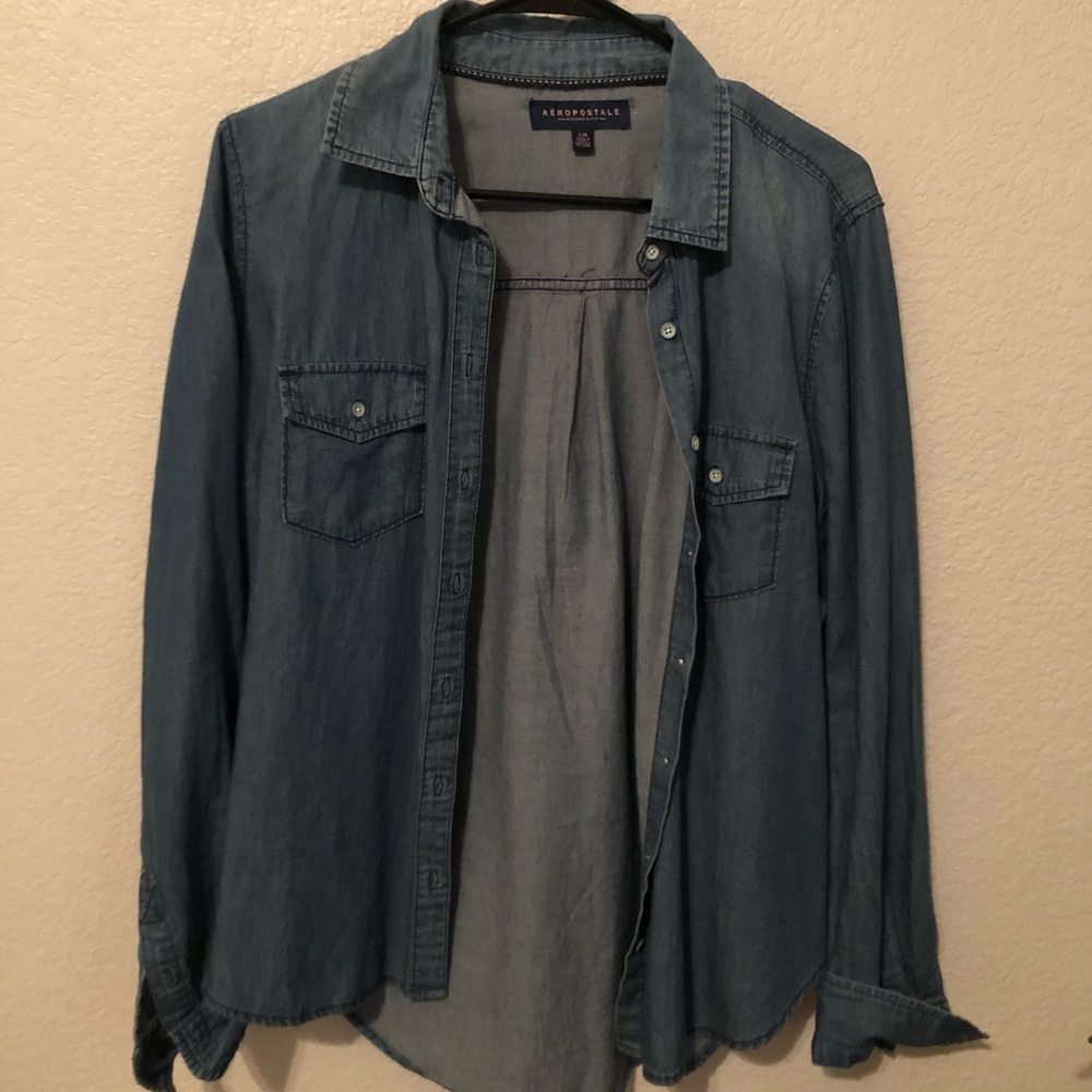 Soft jean button up